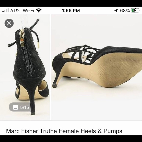 Marc Fisher Black Suade Heels 8M - Picture 3 of 6